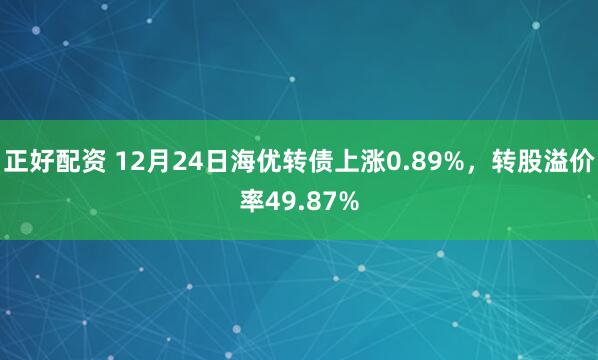 正好配資 12月24日海優(yōu)轉(zhuǎn)債上漲0.89%,轉(zhuǎn)股溢價率49.87%