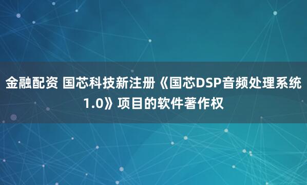 金融配資 國芯科技新注冊《國芯DSP音頻處理系統1.0》項目的軟件著作權